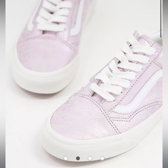 Vans old skool cracked leather pink/purple sneakers - Picture 2 of 4